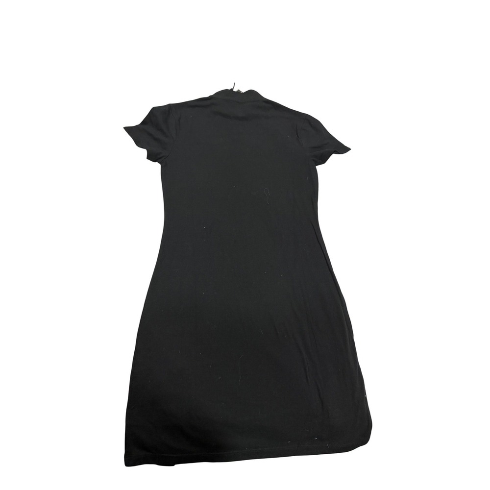 Y&R Black Mock‎ Neck Short Sleeve Button Detail Midi Dress Women's Medium